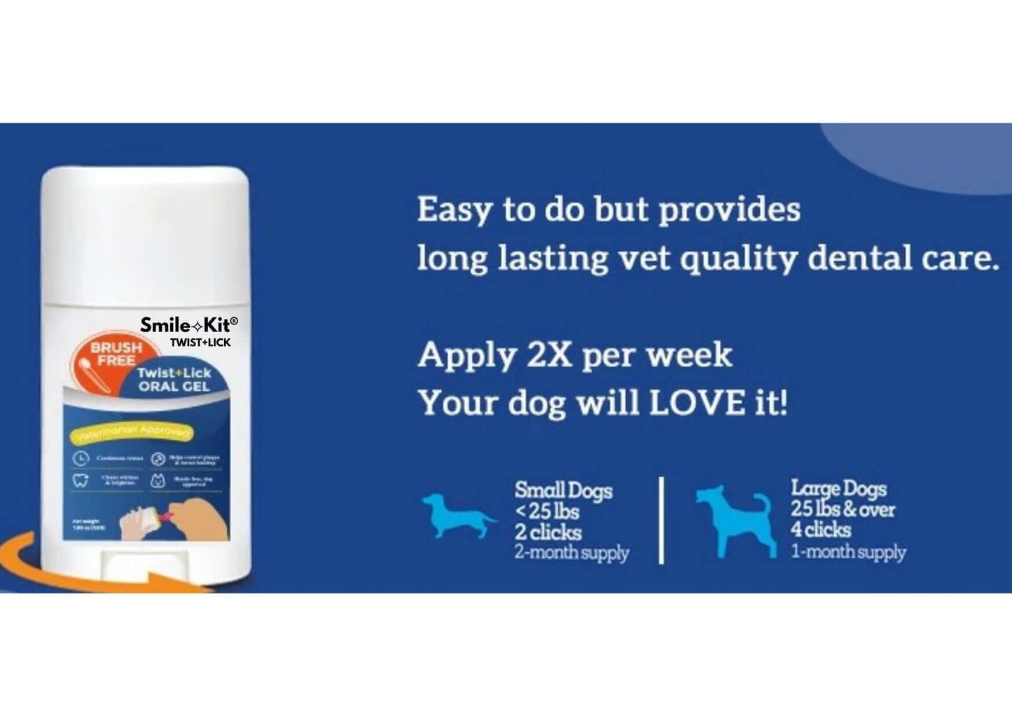 Smile Kit Twist+Lick Brush Free Oral Gel for Dogs