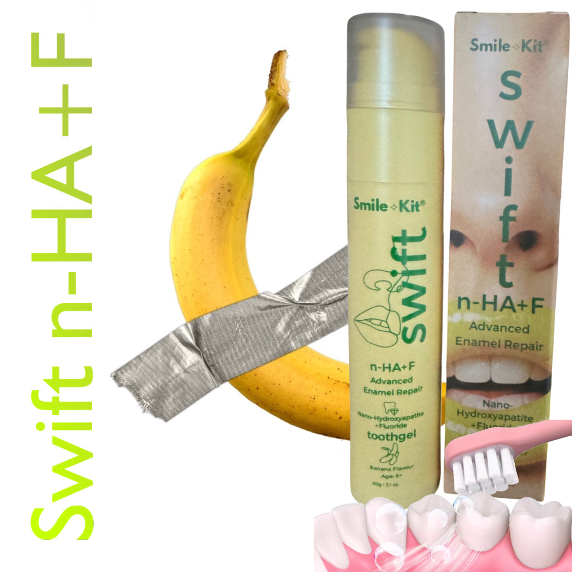SWIFT™ 10% Nano-Hydroxyapatite +Fluoride Toothgel Banana Flavour