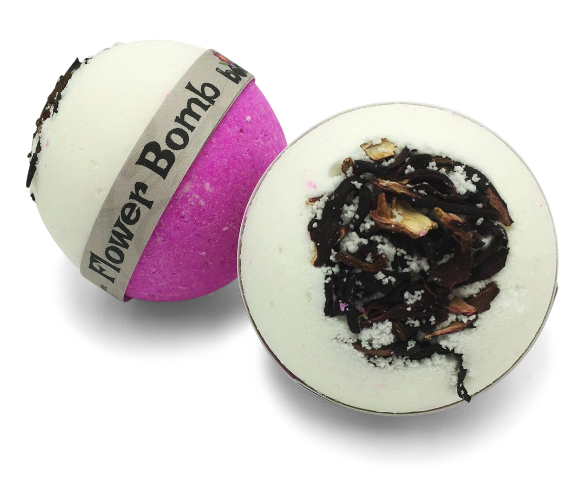 Flower Bomb Hibiscus Flower & Pink Lychee Fizzy Bubble Bath Bomb