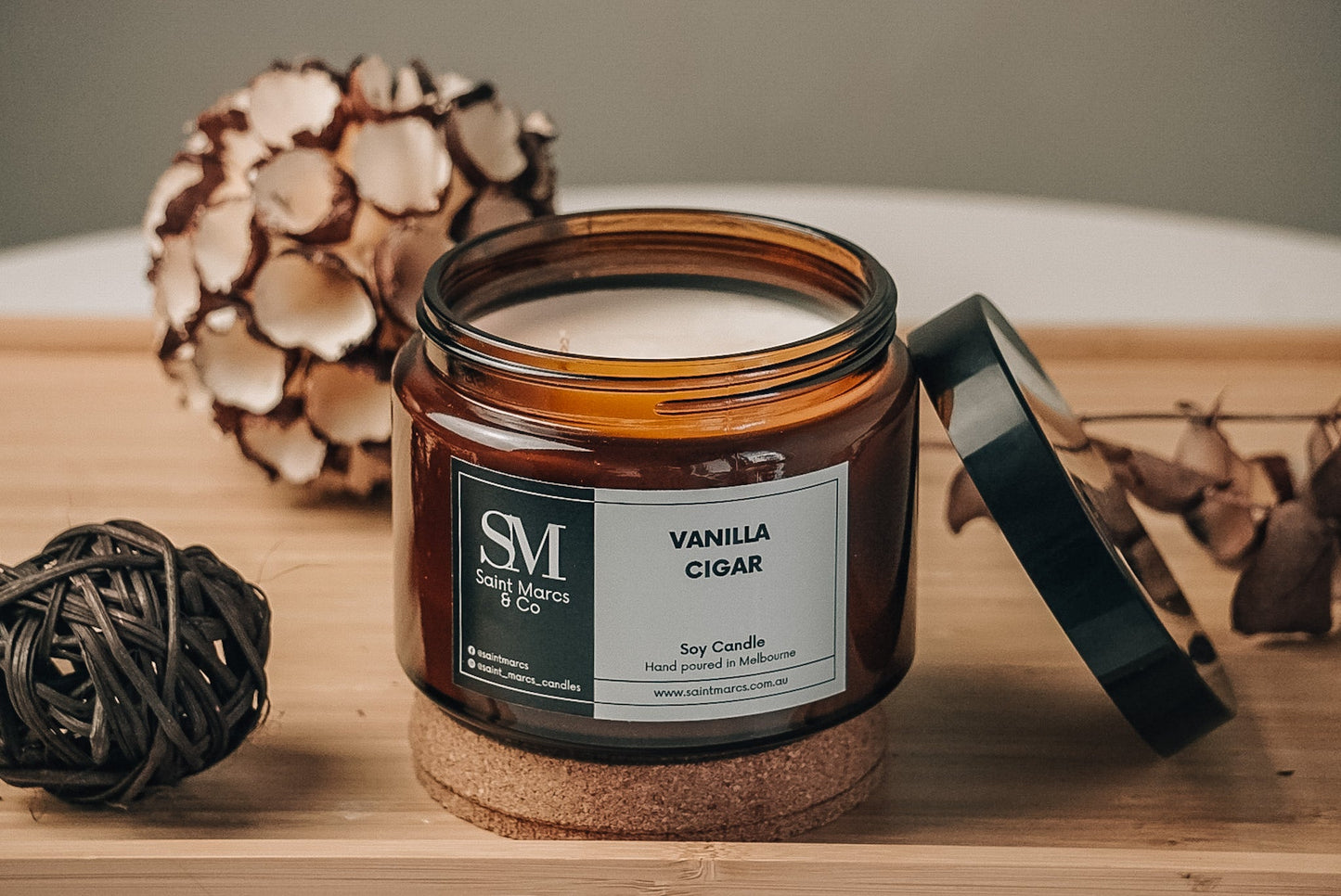Large Vanilla Cigar Soy Candle 750g