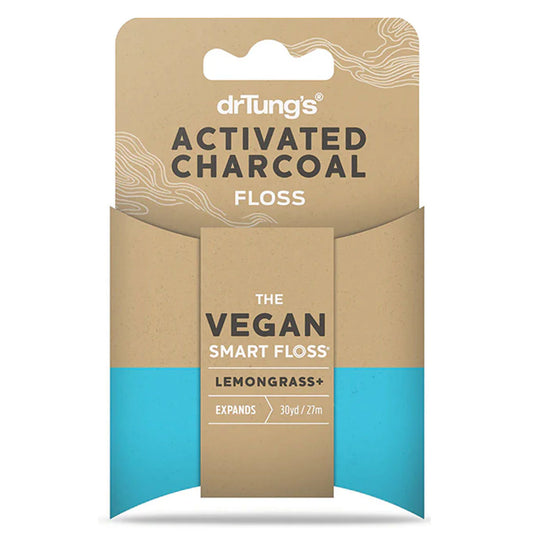 Dr Tungs Smart Vegan Dental Floss Activated Charcoal & Lemongrass 27m