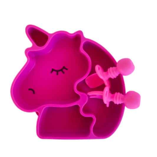 Unicorn Cartoon Silicone Suction Plate for Kids - Pink