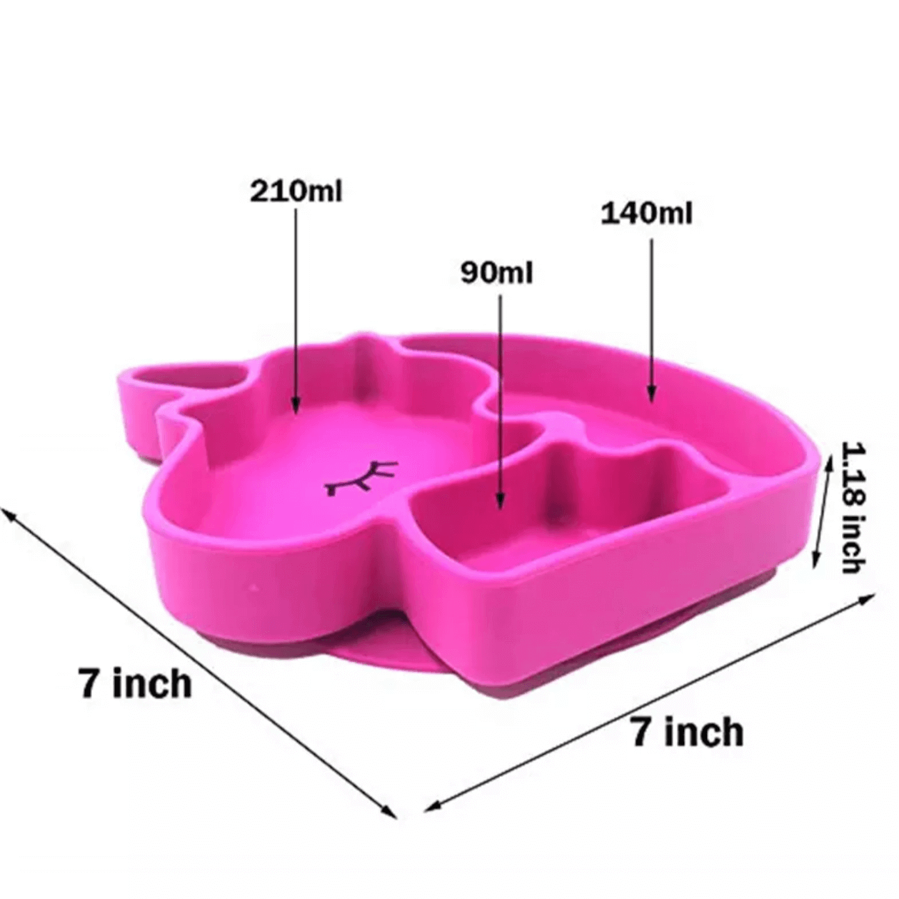 Unicorn Cartoon Silicone Suction Plate for Kids - Pink