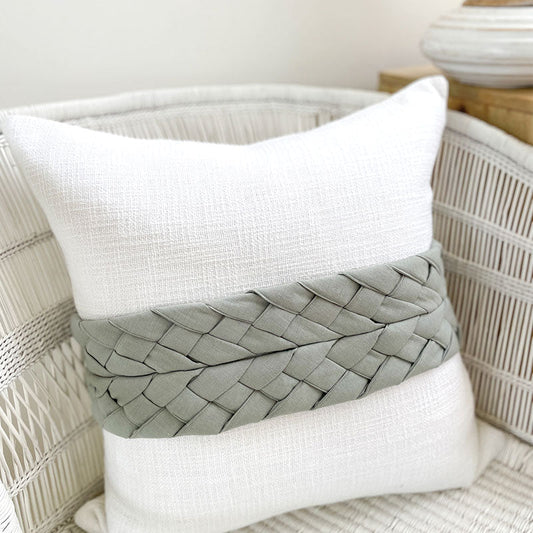 WHITE AND SAGE LUXE CUSHION