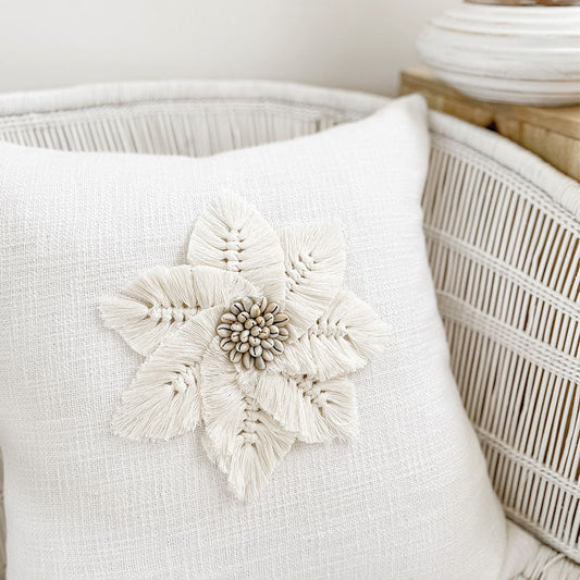 WHITE MACRAME BOHO CUSHION