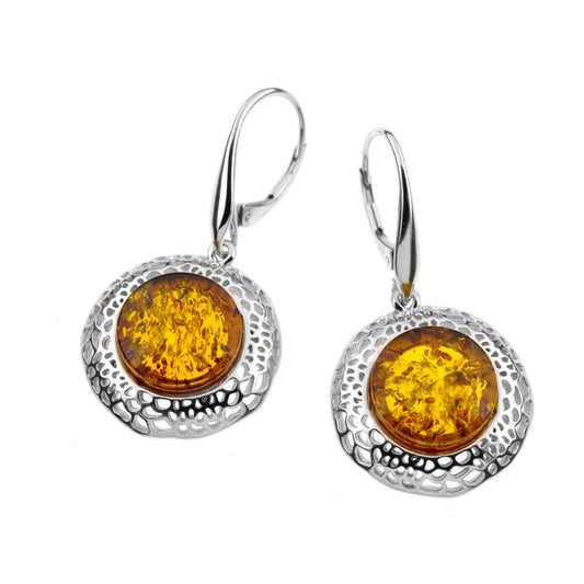 Majestic  Silver Amber Earrings