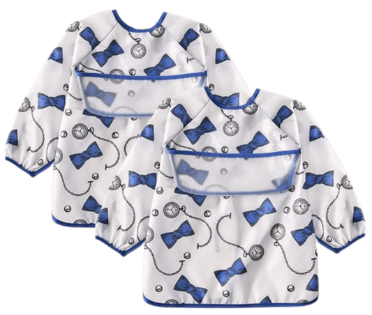 Blue Baby Feeding Smock Bib - 2 Pack